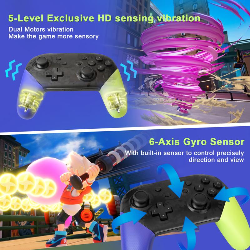 NFC Switch Pro Controller Compatible with Nintendo Switch OLED LITE Controller Supports NFC&Wake Up Function,Cool Gaming Accessories for Switch OLED LITE Console,Charger Dock,LR Switch Controller,Carry Case and so on.