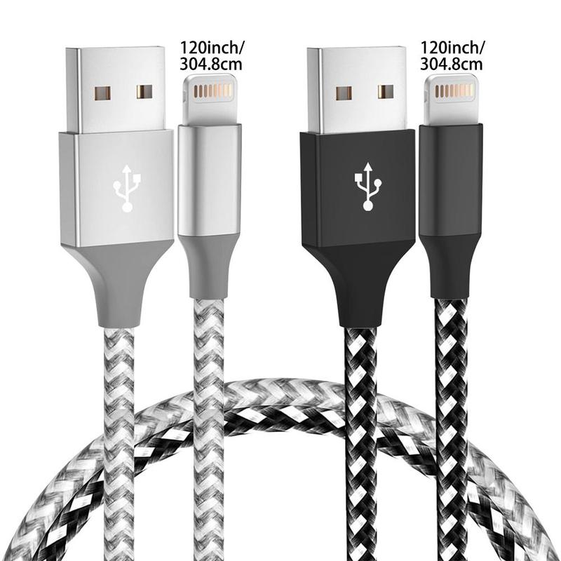 10FT [ Apple MFi Certified] Premium Nylon Braided USB A for Lightning Cable, 2 Counts High-Speed Data Sync Cable Charging Compatible for iPhone 14 13 12 11 Pro Max XR XS X 8 7 6 Plus SE