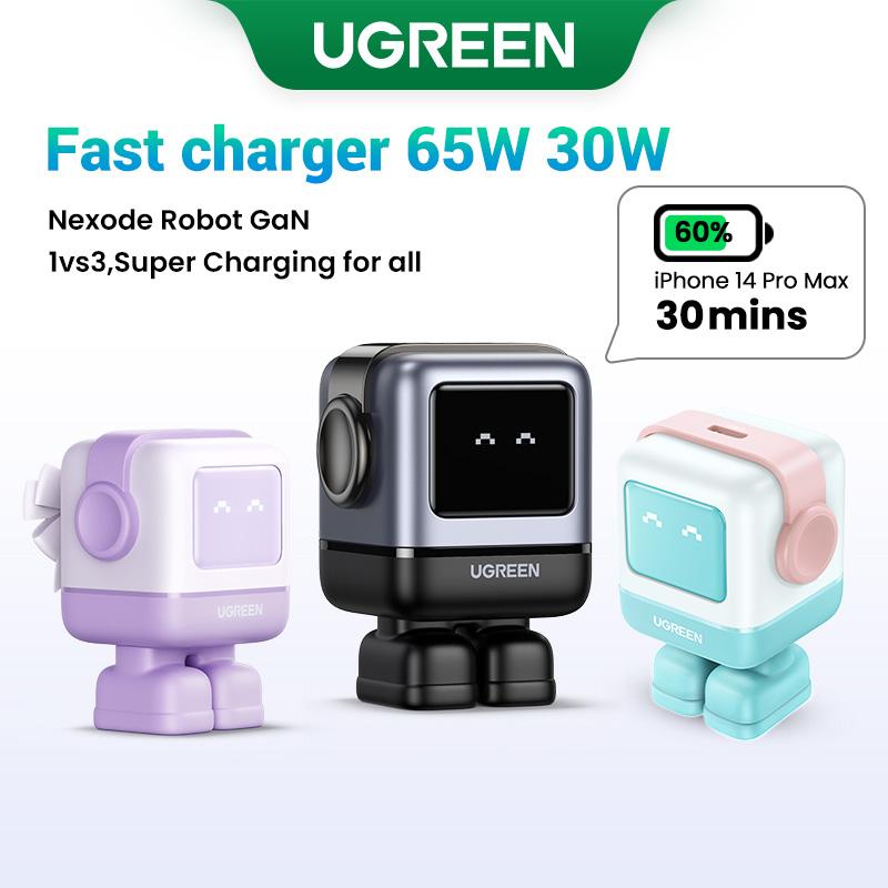 UGREEN Uno 100W 65W 30W USB C Charger 3 4-Port Robot GaN Fast Charger PPS PD3.0 for iPhone 16 15 14 Pro Max Fast Charge for Laptop Macbook