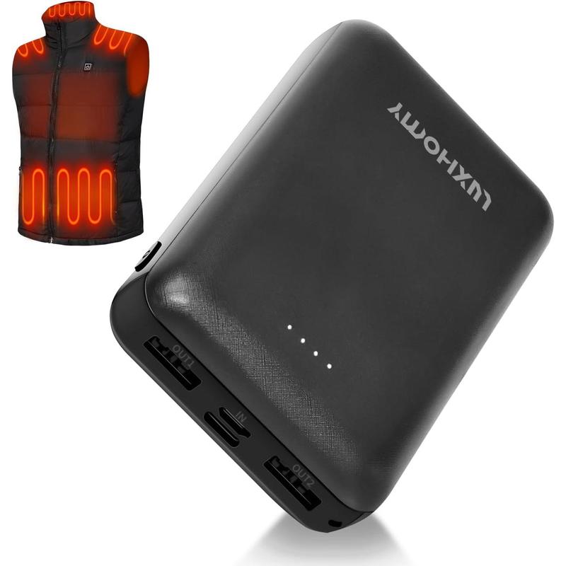 5V 3A Battery Pack for Heated Vest Heated Jacket, Rechargeable Compact 10000mAh Power Bank for Heated Clothing