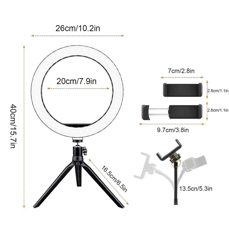 10 Inch Ring Fill Light With Tripod Stand, Multiple Mode Selfie RGB Ring Light, Adjustable Display Professional Selfie Light Kit For Makeup Live Streaming