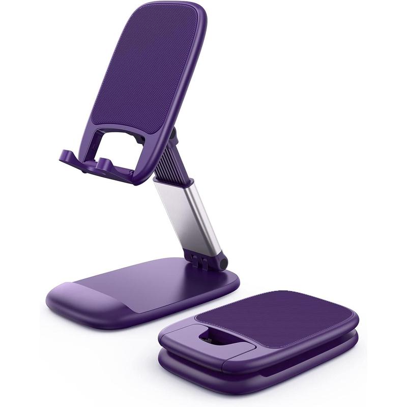 Purple Phone Stand for Desk - Dark Purple Cell Phone Holder Purple Desk Accessories Desktop Office Must Have Compatible with iPhone 13 Pro Max Mini, 12 11 XR X 8 7 6 Plus SE, 4-8'' Smartphone