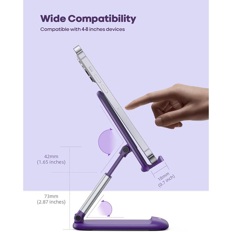 Purple Phone Stand for Desk - Dark Purple Cell Phone Holder Purple Desk Accessories Desktop Office Must Have Compatible with iPhone 13 Pro Max Mini, 12 11 XR X 8 7 6 Plus SE, 4-8'' Smartphone