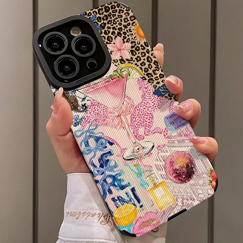 Fashion Leopard-pattern Phone Case for Fall, Anti-drop Phone Protector Cover, Shockproof Phone Cases Compatible with iPhone 16 15 14 13 12 Series