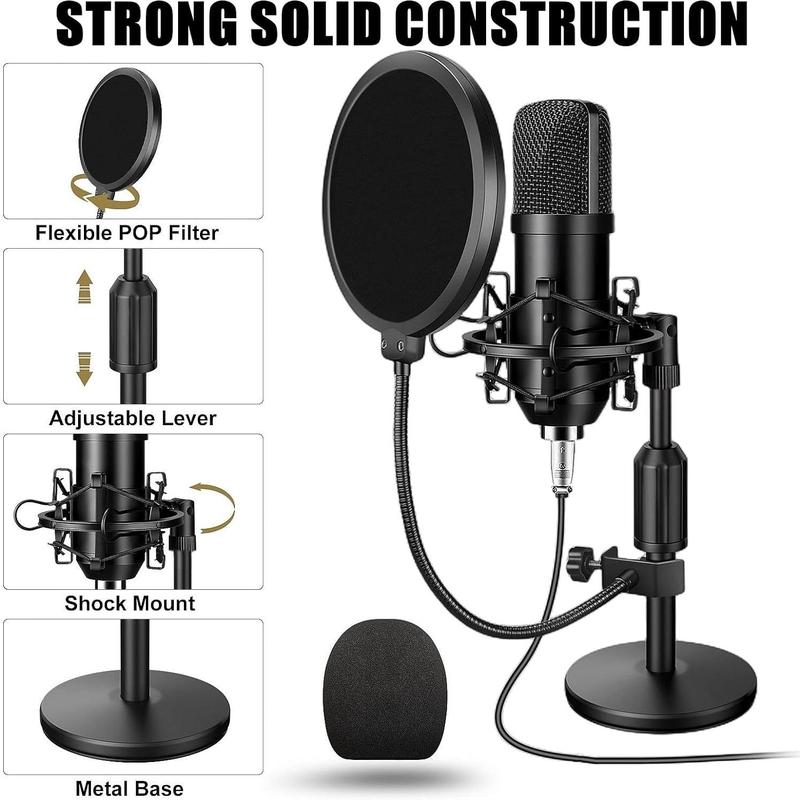 Podcast Equipment Bundle with Accessories, 1 Set Audio Interface With Live Sound Cards & BM800 Condenser Microphone, Perfect For Recording, Broadcasting, Live Streaming, Electronics Laptop Components, Gaming Accessories