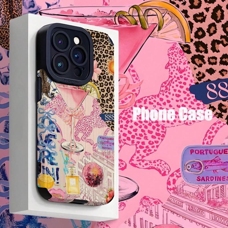 Fashion Leopard-pattern Phone Case for Fall, Anti-drop Phone Protector Cover, Shockproof Phone Cases Compatible with iPhone 16 15 14 13 12 Series