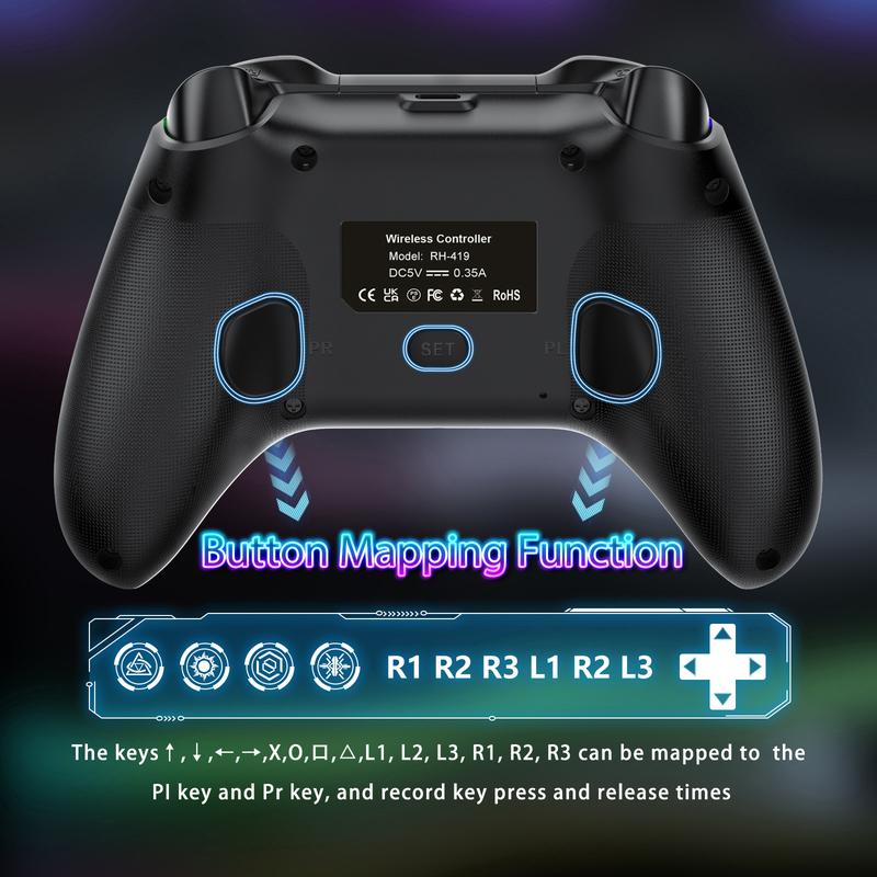 Wireless Controller for PS5 with LED RGB Light, Compatible with Playstation 5  Playstation 4  Playstation 3  Switch  PC