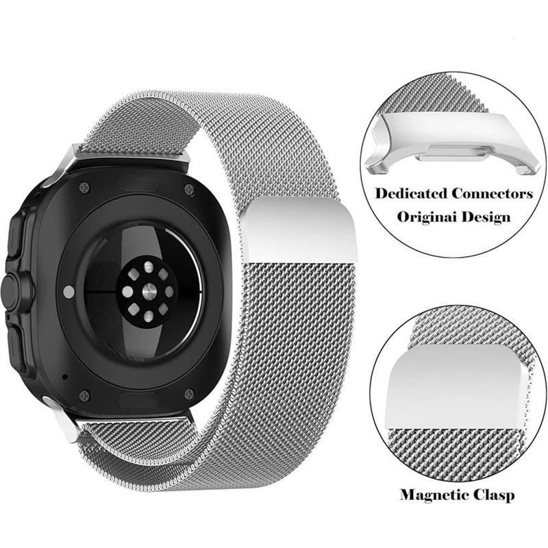 Magnetic Stainless Steel Watch Band (Band Only), 2 Counts Adjustable Watch Band for Samsung Watch 7 Ultra 47mm, Smart Watch Accessories