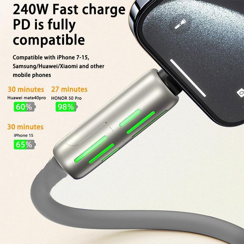 4-in-1 USB Charging Cable, fast charging cable USB A+ TYPE C + Lightning Multi national aluminum alloy cable management suitable for iPhone 16 15 14 Samsung Galaxy, Android Phones & Tablets iPad Pro Smartphone Cellphone Mobile Electronic,fashion trends