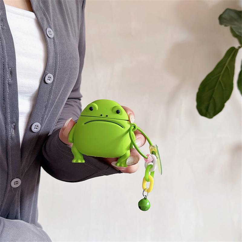 Cute Frog Design Earphone Case, Silicone Earphone Protective Cover, Earphone Accessories Compatible with AirPods 2 3 Pro