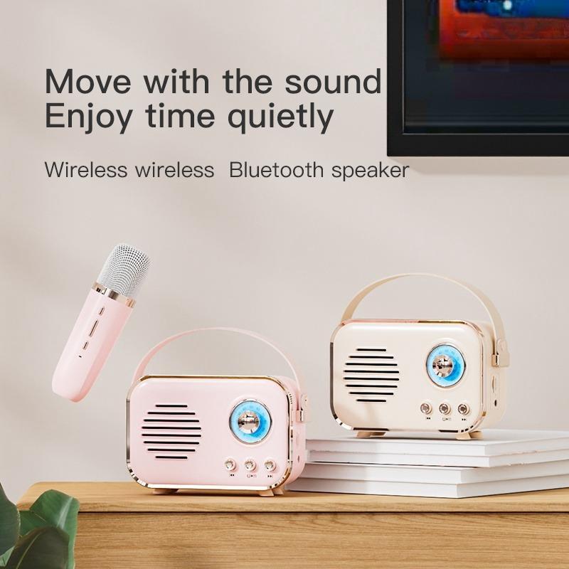 Vintage Wireless Speaker, 1 Set USB Rechargeable Portable Bluetooth-compatible Speaker with Microphone, Retro FM Radio Function Speaker for Home