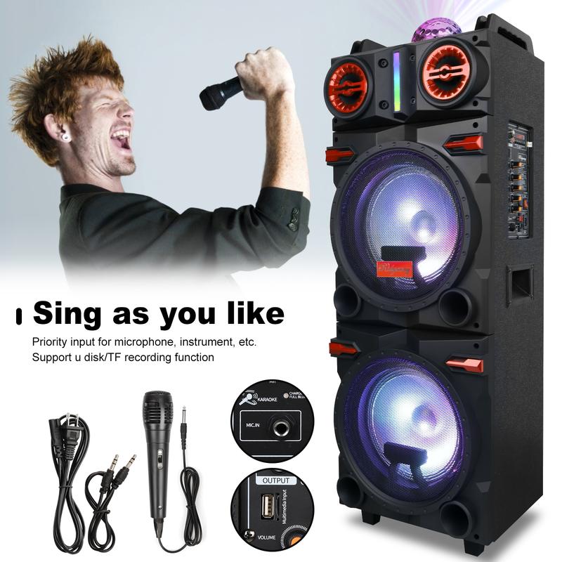 4000W Portable Bluetooth PA Speaker Karaoke Machine 2 x 10