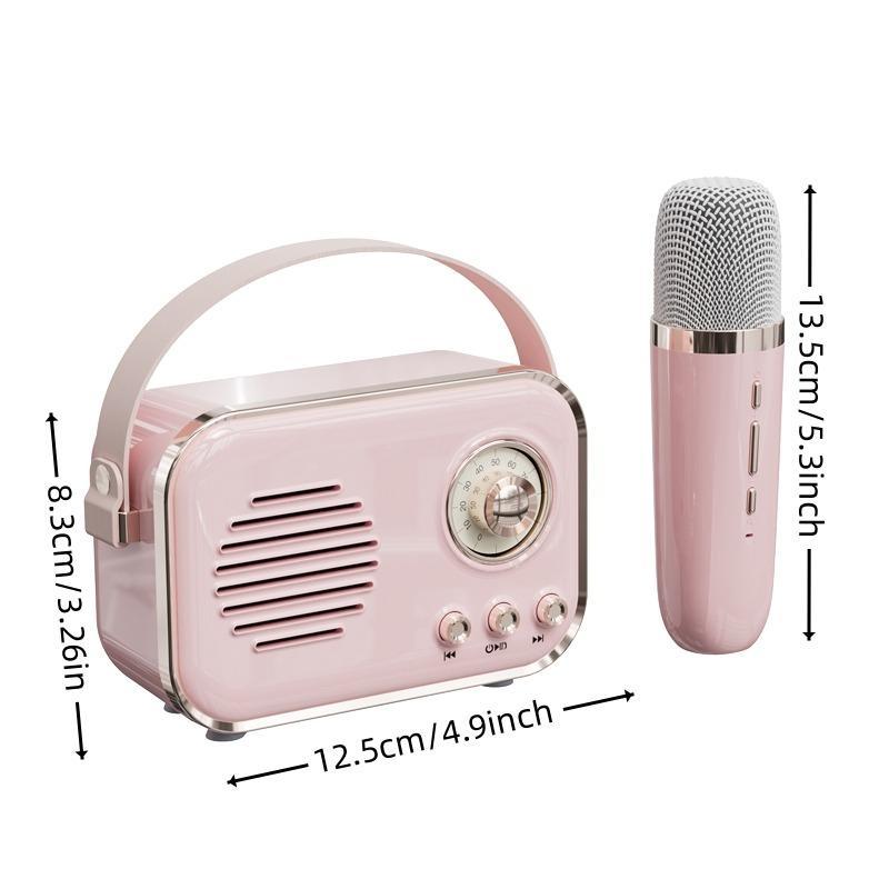 Vintage Wireless Speaker, 1 Set USB Rechargeable Portable Bluetooth-compatible Speaker with Microphone, Retro FM Radio Function Speaker for Home