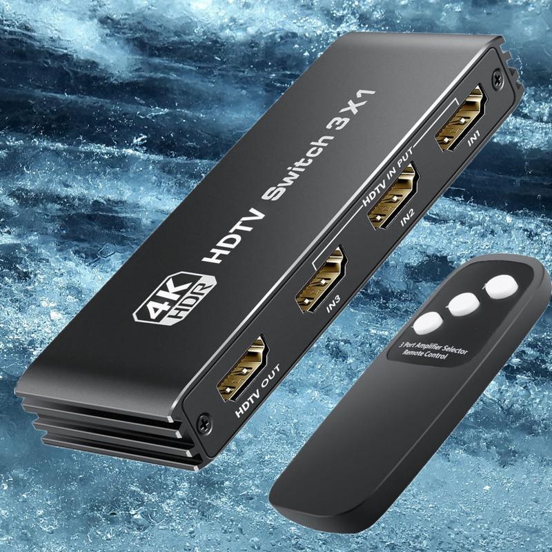 3 Ports 8K HDMI 2.1 Switch 3 in 1 Out 4K@120Hz 8K@30Hz HDMI Switcher Splitter with Remote, Support VRR ALLM Auto-Switching HDR 10 Dolby Vision Avmos, for PS5 4, Xbox, PC, Apple TV HDMI to USB 3.0 Video Capture Card