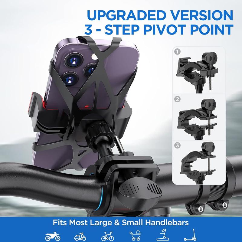 Motorcycle Phone Mount-Bike Phone Holder Handlebar, Universal Bicycle Phone Mount for iPhone 15 Pro Max Plus, 14 Pro Max, S9, S10 and More 4.7