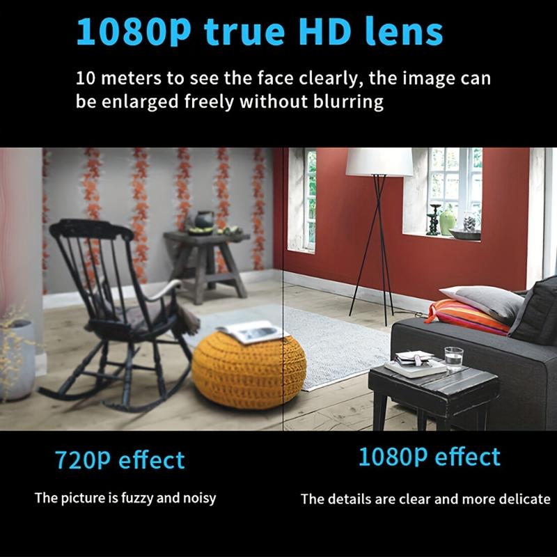 1080P HD Mini Camera with Night Vision, Wi-Fi Connectivity, Motion Detection Alarm, USB Powered, 140 Degree Wide Angle Lens for Home Security, Office Surveillance, and Travel