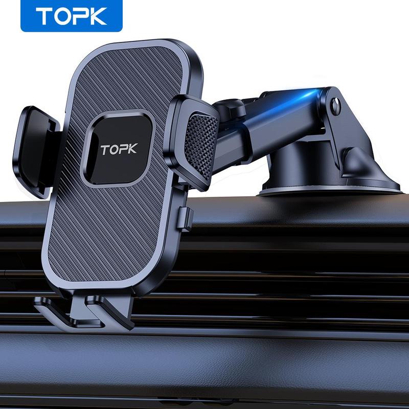 TOPK Car Phone Holder Mount, Car Phone Holder with Adjustable Arm, Durable Comprehensive Adjustment Car Phone Holder for Dashboard