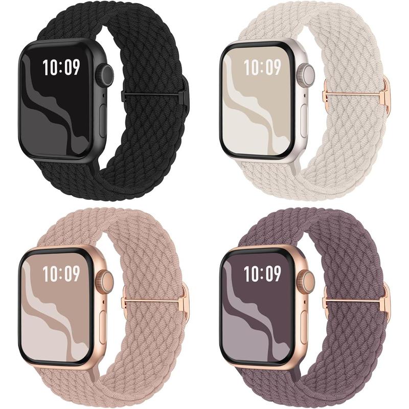 Braided Stretchy Solo Loop Compatible for Apple Watch Band 38mm 40mm 41mm 42mm 44mm 45mm 46mm 49mm for Women Men, Nylon Elastic Straps Wristbands for iWatch Series 10 9 8 7 6 SE 5 4 3 2 Ultra Ultra 2