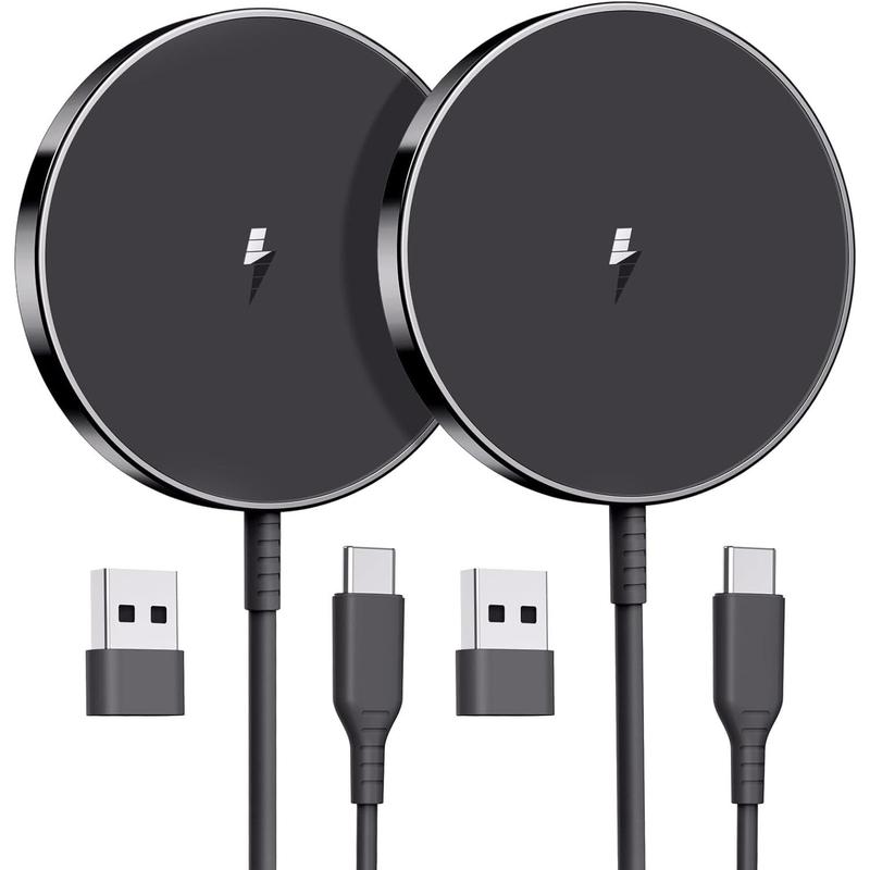 Magnetic Wireless Charger 15W Fast Mag Safe Charger for Cell Phone 16 Pro Max 16 Pro 16 Plus 16 15 14 13 12 Series 2 Pack Charging Pad for AirPods 3 2 Pro 2 Pro Mag-Safe Original Replacement