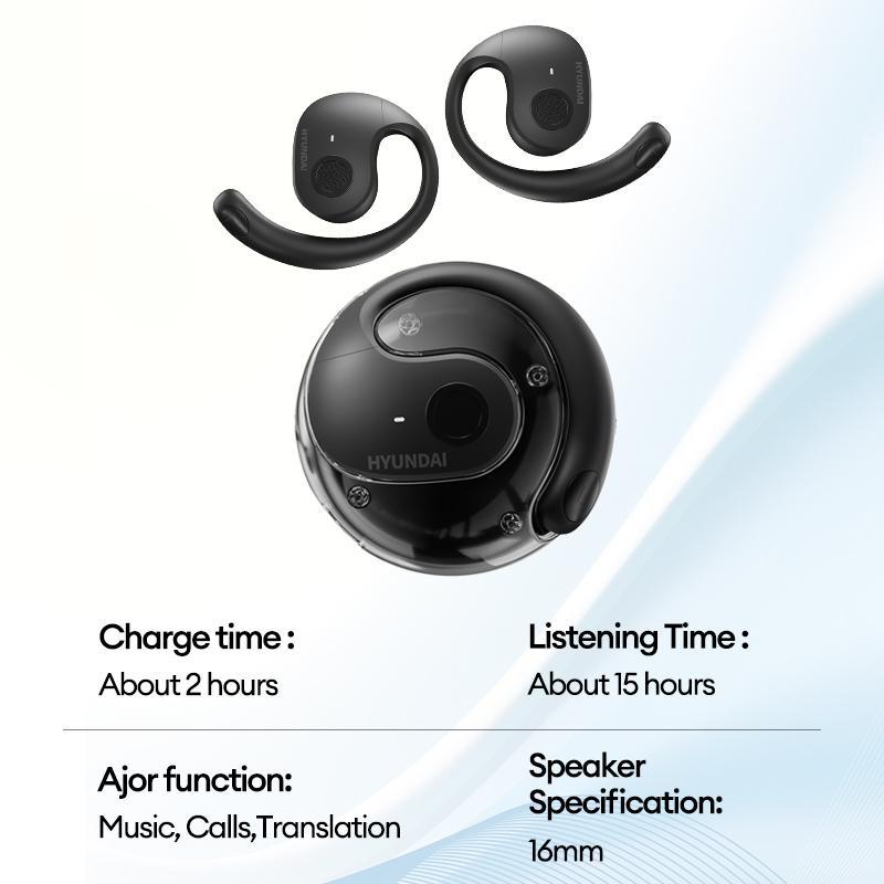 Hyundai HY-T26 Pro OWS Wireless Bluetooth Headphones  Support 75 Languages Face-to-Face& Simultaneous ,Video Voice Real Time Translation Headphone And Playing Music And Phone Call Bluetooth Earbuds