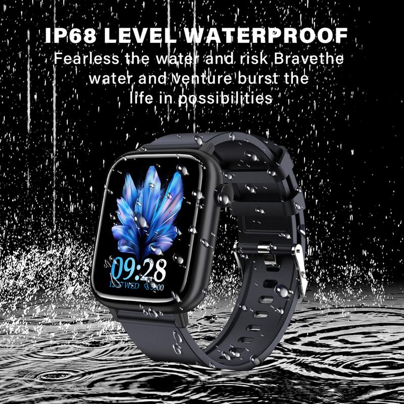 Multi-functional smartwatch for men and women, supports receiving dialing calls 100+ sports modes message alerts, IP68 waterproof, heart rate detection, sleep monitoring, for Android and iPhone, phone watch square fashion affordable  smart