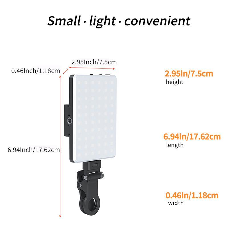 Portable Lightweight Ring Selfie Light, Multiple Light Modes Fill Light, Rechargeable Phone Selfie Light With 2 Clips & Cable & Camera Cold Boots