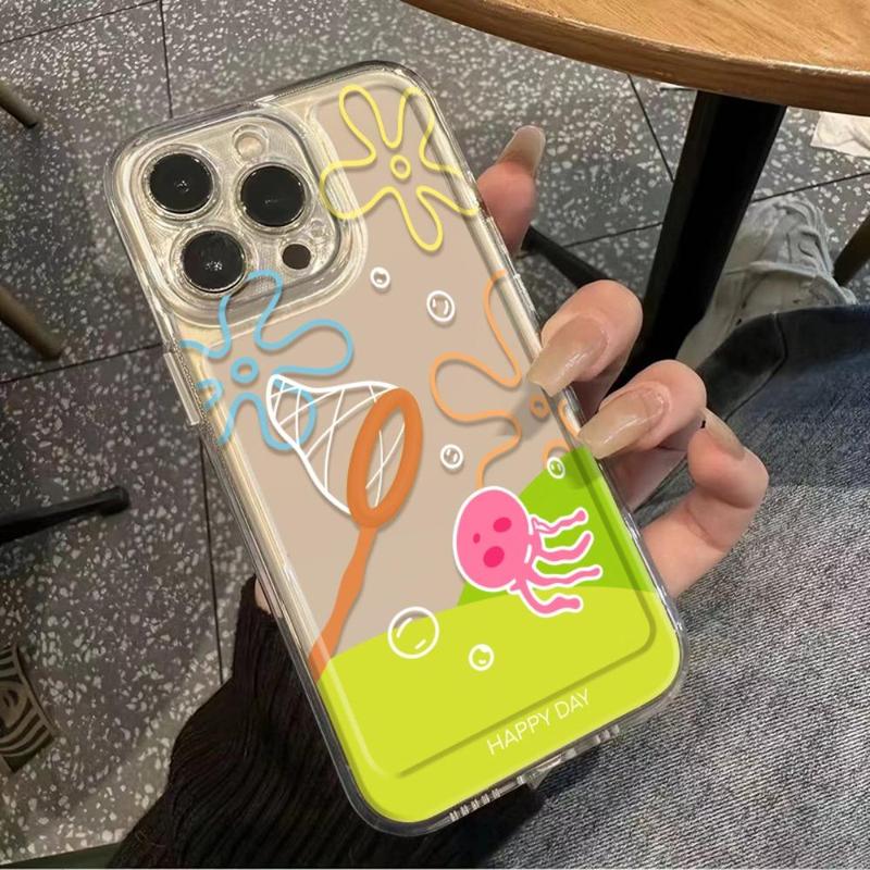 Cute Cartoon Pattern Clear Phone Case Compatible with iPhone 13 Pro Max iPhone 15 Pro iPhone 14 Pro Max, 1 Count Full Body Shockproof Phone Protective Cover for Fall Gift, Fashion Phone Accessories for iPhone 16 Series