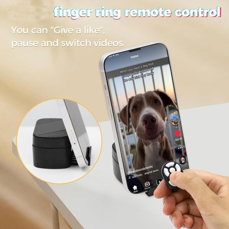 Wireless Remote Control Ring with Digital Display Charging Case, 1 Count Rechargeable 7 Keys Ring Clicker for Smartphone Tablet, Selfie Video Controller for Cell Phone