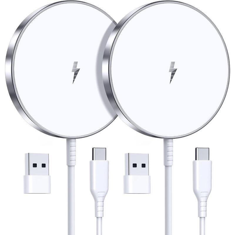 Magnetic Wireless Charger 15W Fast Mag Safe Charger for Cell Phone 16 Pro Max 16 Pro 16 Plus 16 15 14 13 12 Series 2 Pack Charging Pad for AirPods 3 2 Pro 2 Pro Mag-Safe Original Replacement