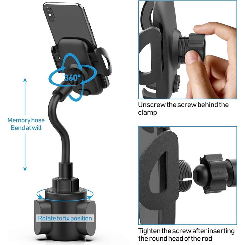 Cup Car Phone Holder for Car, Car Cup Holder Phone Mount, Universal Adjustable Gooseneck Cup Holder Cradle Car Mount for Cell Phone iPhone,Samsung,Huawei,LG, Sony, Nokia Cellphone Smartphone Stand