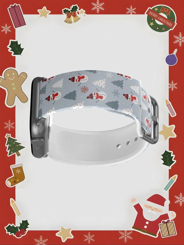 Christmas Themed Watch Band, Cute  Snowman & Tree Pattern Watch Band for Apple Watch Ultra Series Se 9 8 7 6 5 4 3 2 1, Smart Watch Accessories