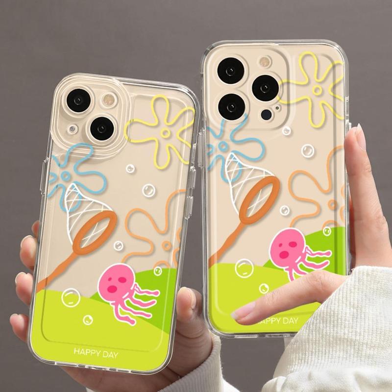 Cute Cartoon Pattern Clear Phone Case Compatible with iPhone 13 Pro Max iPhone 15 Pro iPhone 14 Pro Max, 1 Count Full Body Shockproof Phone Protective Cover for Fall Gift, Fashion Phone Accessories for iPhone 16 Series