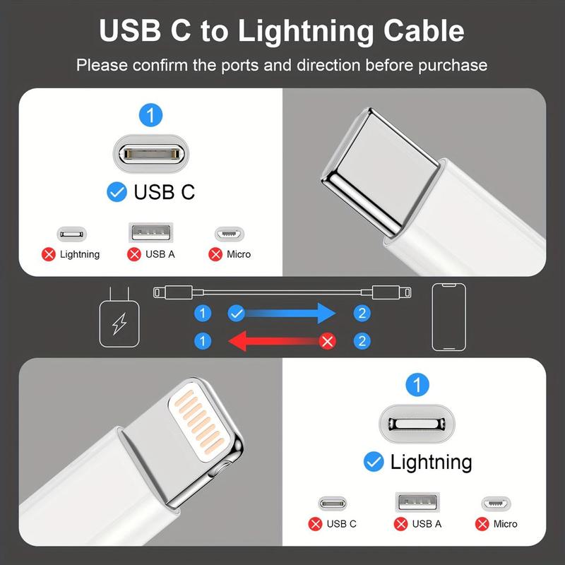 20W 6.6FT [Apple MFi Certified] Type-C for Lightning Fast Charging Cable for iPhone 14 13 12 Pro Max 11 Pro iPad Mini & More, Car Charger, Phone Accessories