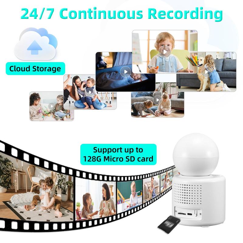 2K Video Call Security Camera Indoor, Nanny Camera Monitor Pet Camera,Two-Way Video,One-Touch Call,360-Degree View WiFi Camera for Home Security, Motion Tracking, IR Night Vision