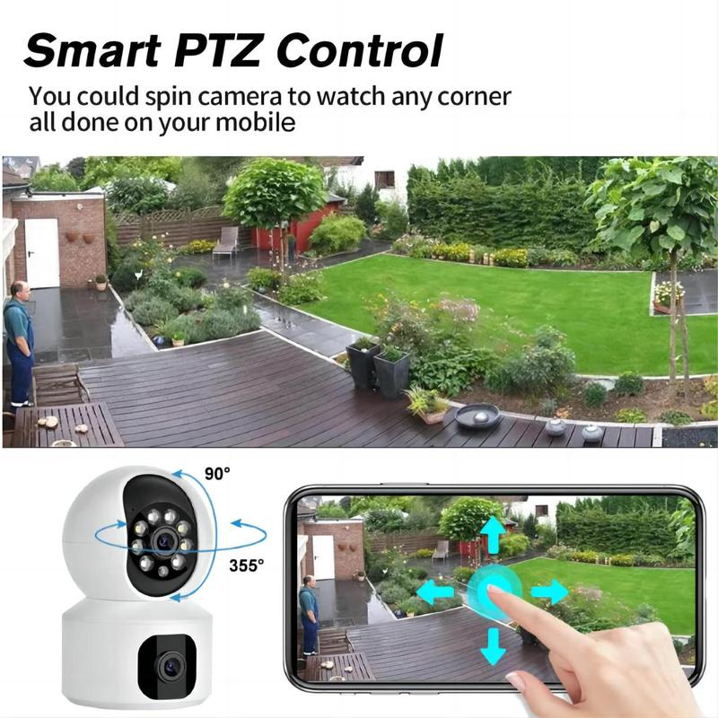 2K 360° Panoramic Dual-lens Indoor Security Camera, Smart 2.4G WiFi Camera with Night Vision, Motion-Detection & Two-way Audio Security Camera