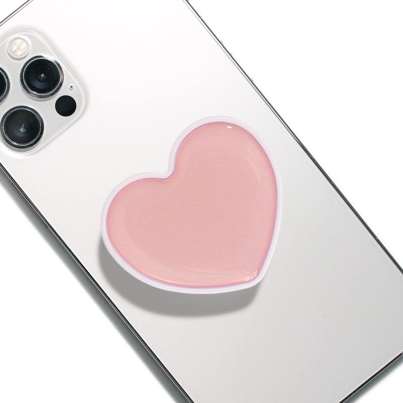 Cute Heart Shaped Phone Back Holder, Foldable Solid Color Heart Shape Phone Grip Kickstand, Phone Accessories for iPhone & Android