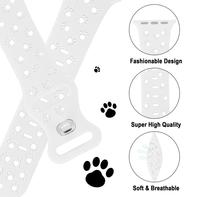 Creative Animal's Paw Hollow Out Design Watch Band, 1 Count Silicone Watch Band for Women & Men, Wearable Accessories Compatible with iWatch Series 9 8 7 6 5 4 3 2 1 Ultra Ultra 2 SE