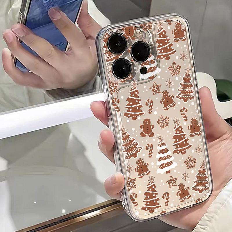 Cute Cartoon Gingerbread Man Pattern Phone Case, Anti-drop Cellphone Protective Case, Total Protective Shockproof Mobile Phone Cover for iPhone 11 12 13 14 15 16 Series