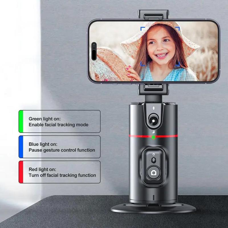 360° Smart AI Face Recognition Gimbal Stabilizer, Remote Control Selfie Stabilizer with LED Light, Selfie Accessories, Stocking Fillers Gift