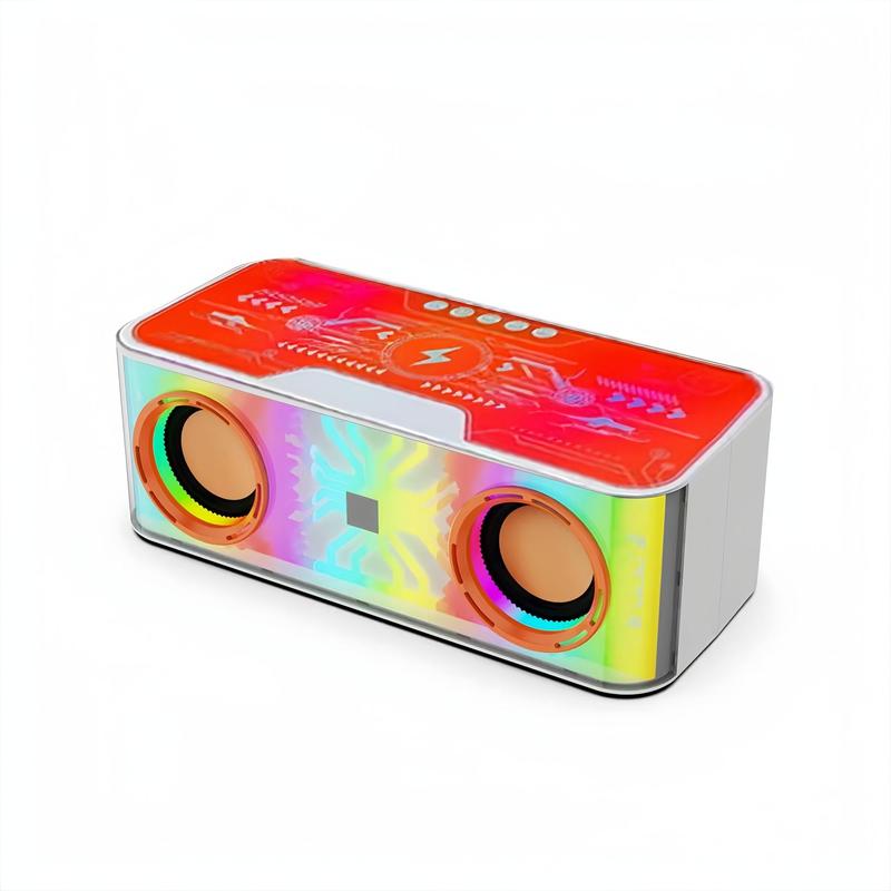 Creative Wireless Charging BT Speaker, Transparent Colorful Light Desktop Speaker With Wireless Charging Function for Home Office