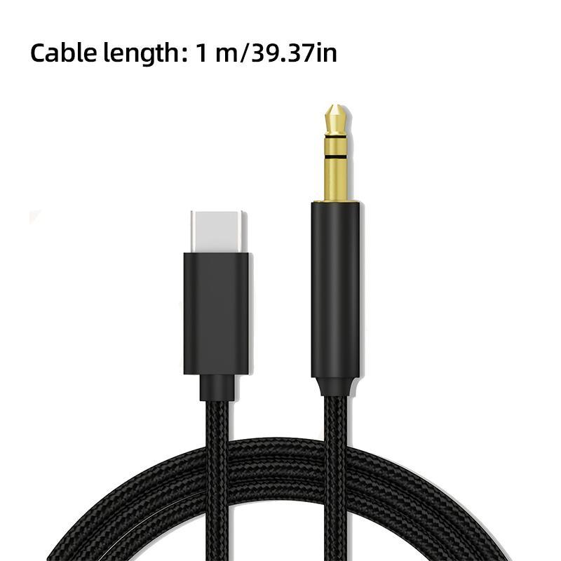 Type C To 3.5mm AUX Cable, Type C To 3.5mm AUX Audio Adapter, Suitable For Car, Speaker, Headset & Devices with AUX Interface