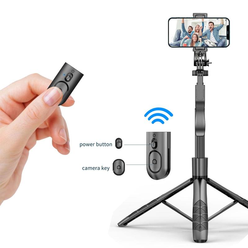 Portable Aluminum Alloy Tripod Stand, 1 Count 360° Rotation Selfie Stick with Wireless Remote, Hands-free Photograph and Extendable Design Selfie Stick