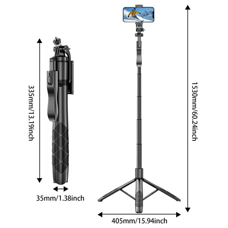 Portable Aluminum Alloy Tripod Stand, 1 Count 360° Rotation Selfie Stick with Wireless Remote, Hands-free Photograph and Extendable Design Selfie Stick