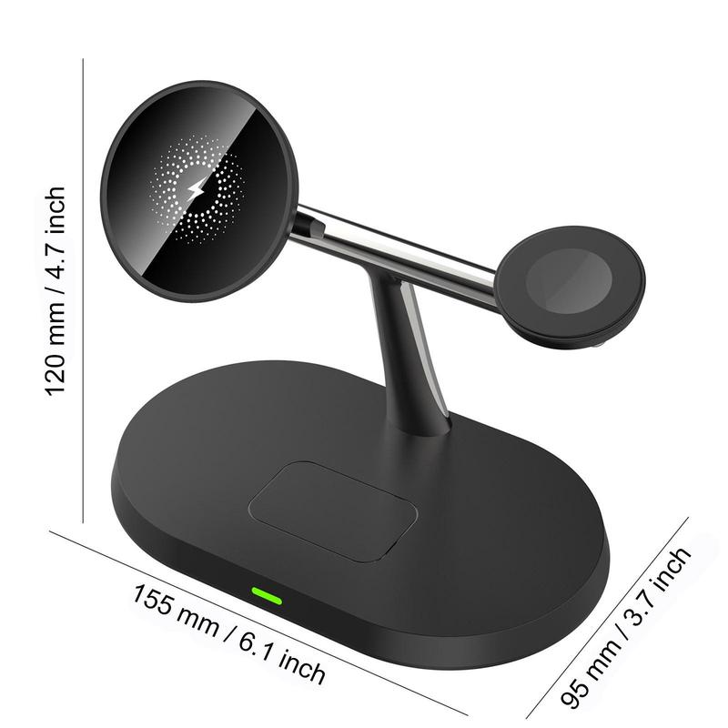 PDKUAI 3 in 1 15W Magnetic Wireless Charger Stand, Multifunctional Fast Charging Station for iPhone 16 15 14 13  12 Pro Max Plus Apple Watch 10 9 8 SE 7 6 5 4 3 2 AirPods Pro 2  3 4