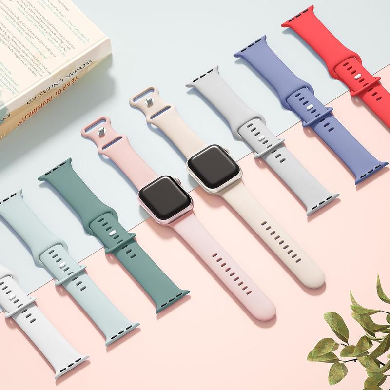 Sport Silicone Band Compatible with Apple Watch Bands 40mm 38mm 41mm 44mm 45mm 42mm 49mm Women Men,Soft Wristband Waterproof Replacement Sport Strap for iWatch Bands Series 9 8 7 6 5 4 3 2 1 SE Ultra Accessories Wearable