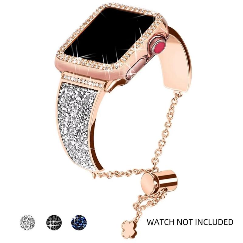 Fashion Watch Band for Apple Watch (Band Only), Rhinestone Decor Watch Band for iWatch Series 10 9 8 7 SE 6 5 3, Smart Watch Accessories