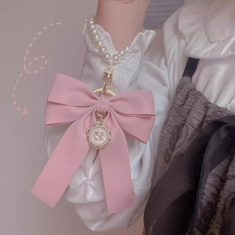 Cute Bowknot Design Phone Chain, Fashionable Phone Lanyard for Women & Girls, Phone Decoration Accessories for Phone Case Pearl Pink Bow