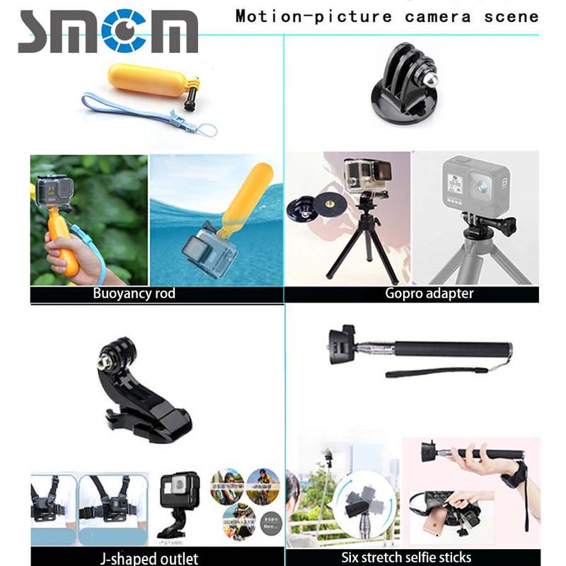 SMCM 58-in-1 Action Camera Accessories, 58pcs set Headband & Chest Strap & Wrist Strap & Selfie Stick & Car Stand & Buoyancy Stick & Other Accessories