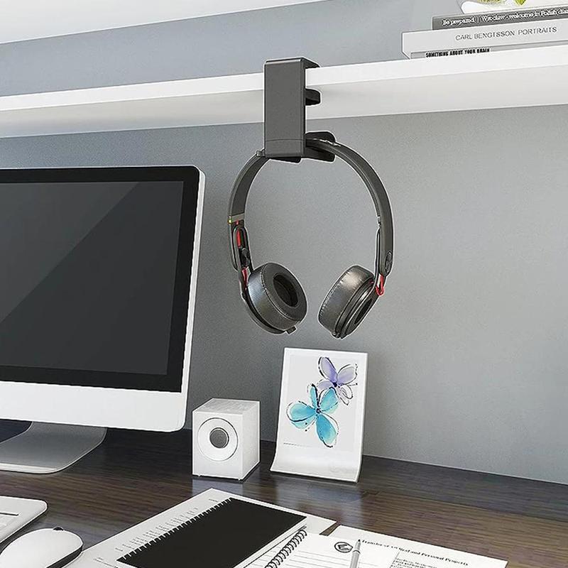 Over-ear Design Headset Hook Holder, Headphones Stand with Adjustable & 360° Rotating Arm Clamp, Universal Headphones Holder Clamp for Home Office