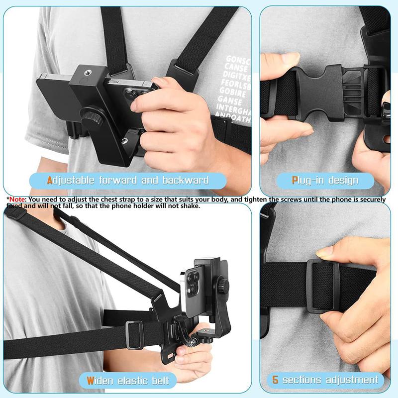 Outdoor Cycling Mobile Phone Chest Mount Harness Strap Holder, Phone Chest Mount Harness Strap Bracket, Universal Cell Phone Chest Mount for Outdoor Sports